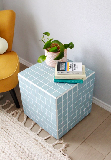 Tiled Cube Accent Bedside Table