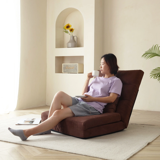 Fold Down Sofa Bed Adjustable Floor Couch Sofa with One Pillow 5 Reclining Position Convertible Upholstered Guest Sleeper