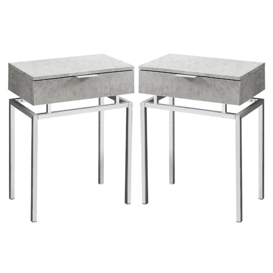 18" Accent End Table in Gray and Chrome - Set of 2 - 54 x 84