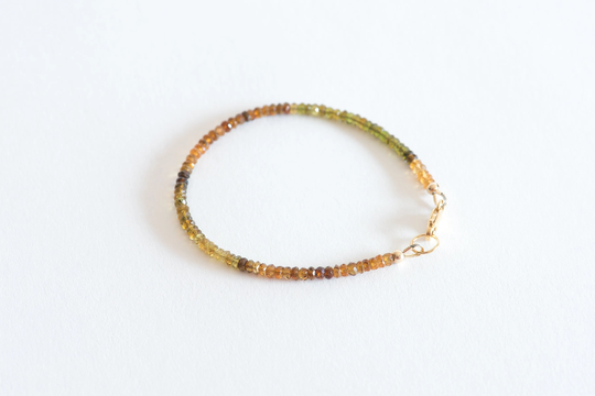 Dainty Tourmaline Bracelet, Natural Green Brown Bracelet