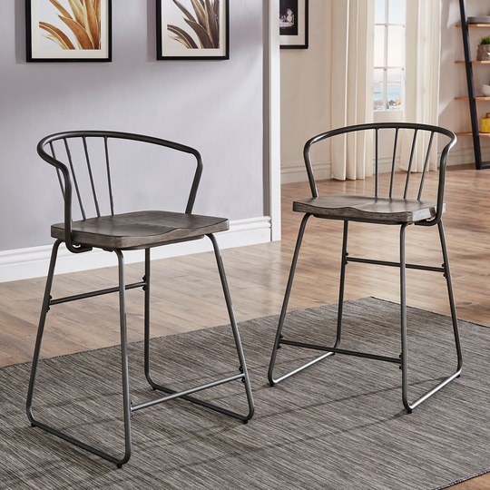 Carbon Loft Amalfi Iron and Grey Finish Counter Height Chair (Set of 2)