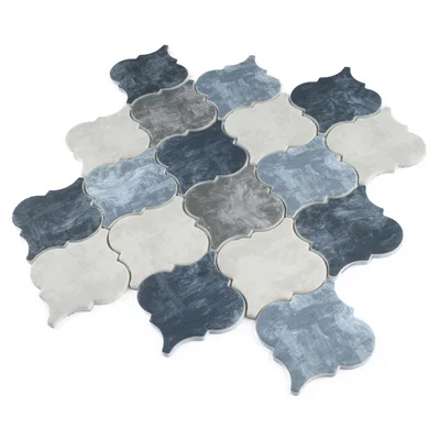 Recycle 4" x 4" Glass Arabesque Fabric look Mosaic Wall Tile