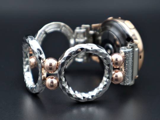 Handmade Silver Rose Gold Apple Samsung Fitbit Watchband, 4 Versa 3 Garmin 38mm 40mm 42mm 44mm. 1-2, Stretchy Band