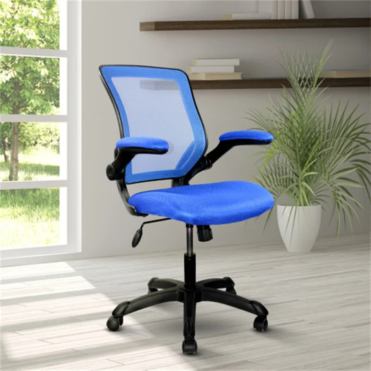 Mid-Back Mesh Task Office Chair with Height Adjustable Arms, Blue