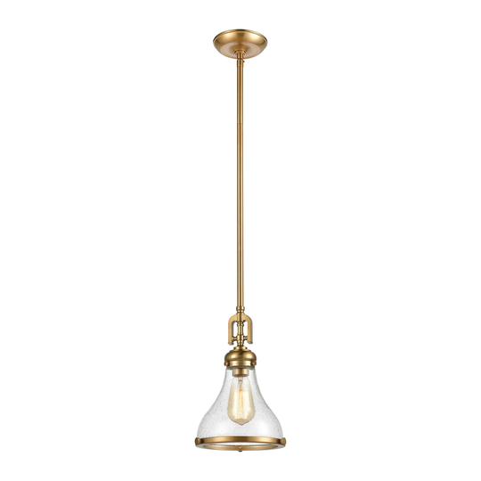 ELK Home Rutherford 9" Wide 1-Light Mini Pendant, Satin Brass-Finish