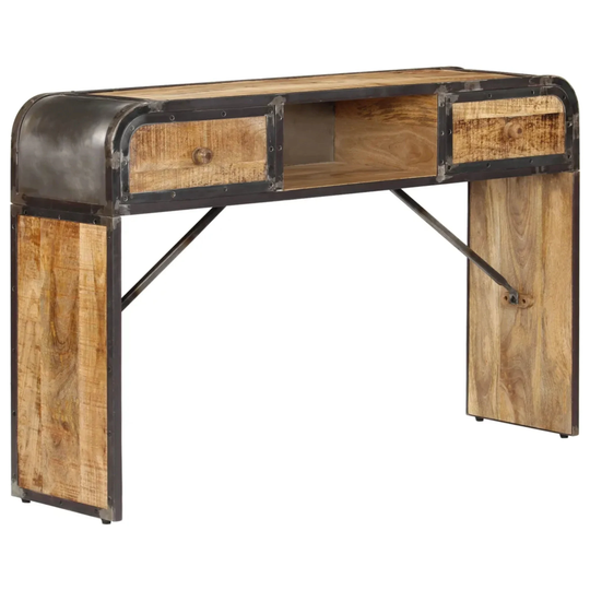 Vintage Sideboard Solid Wood & Iron Console Table With Drawers