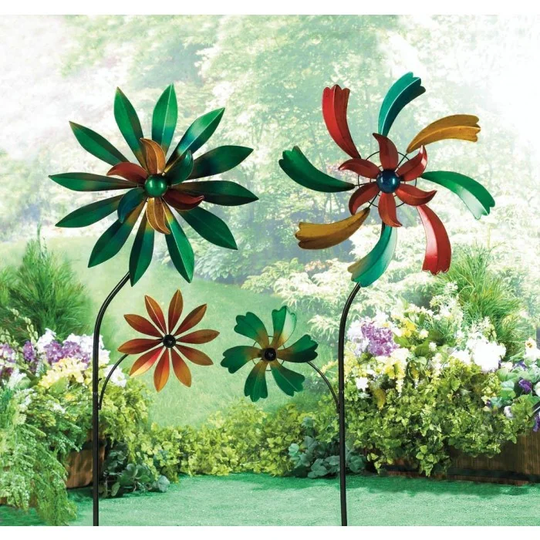 Colorful Flower Windmill and Dahlia Flower Windmill - Multi-Color