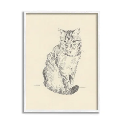 59_House Cat Pet Portrait Pencil Sketch Traditional Illustration Stretched Canvas Wall Art By Jacob Green