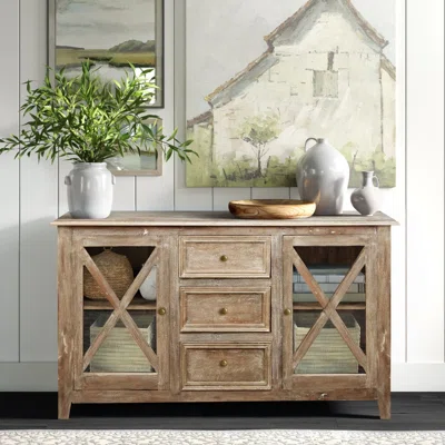 Sidon 65" Wide 3 Drawer Mango Wood Sideboard