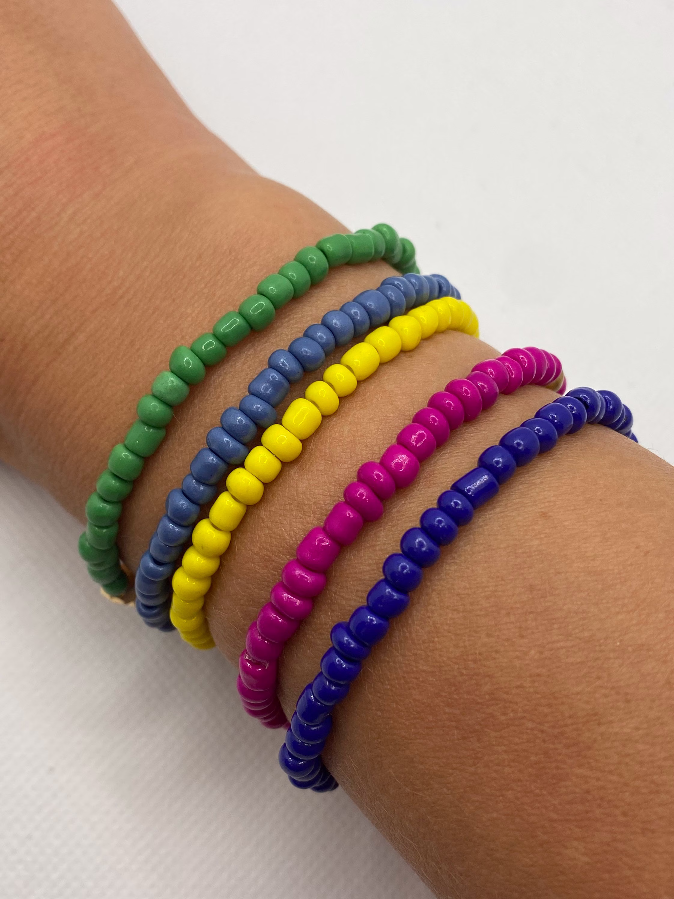 Solid Color Stacking Bracelets | Colorful Beaded Bracelet Custom Woman's Stretchy Dainty