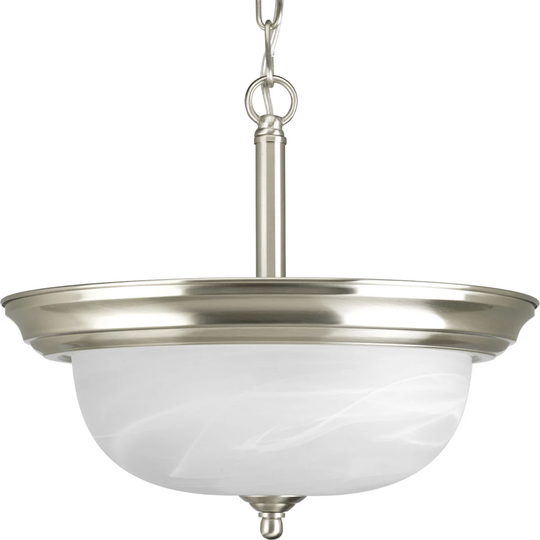 Progress Lighting 2-light Brushed Nickel Semi-flush Mount Fixture