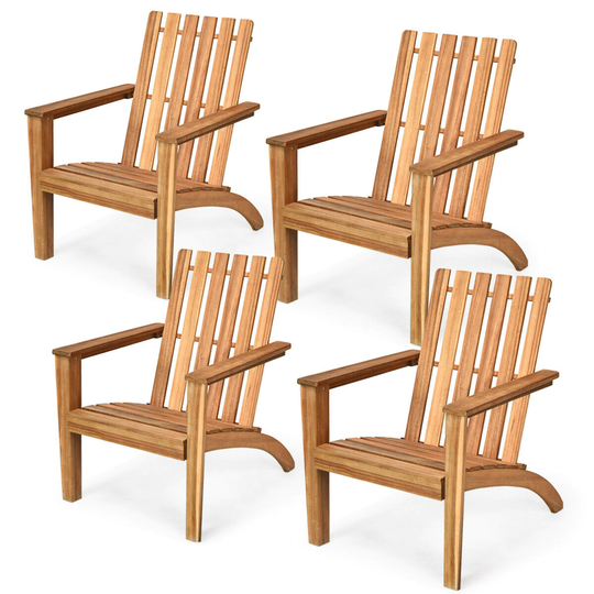 Gymax 4PCS Outdoor Wooden Adirondack Chair Patio Lounge Chair w/ - 27' x 29'' x 33.5''