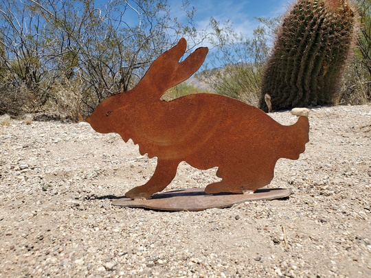 Metal Desert Bunny/Southwest Desert Metal Art Handmade Gift Yard Lawn Sculpture Garden Decor Rustic /steel Animal