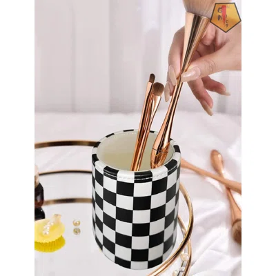 PU Leather Pencil Pen Holder,Round Pencil Cup Makeup Brush Holder , Desk Accessories Organizer Desktop Stationery Container Box For Women Girls Kids,I