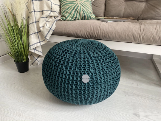 Round Pouf Crochet, Knitted Foot Stool, Ottoman, Knit For Foot, Round Chair Minimalist Cushion, Floor Cushion Crochet