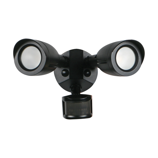LED Security Light Dual Head With Motion Sensor Black Finish 4000K