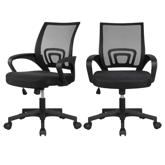 Yaheetech Set of 2 Height Adjustable Swivel Mesh Office Chair Mid-Back
