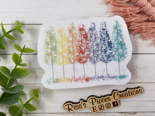 Rainbow Trees Sticker, Colorful Stickers, Color Gifts, Nature Aesthetic Sticker Gift For Friend, Naturecore Ideas