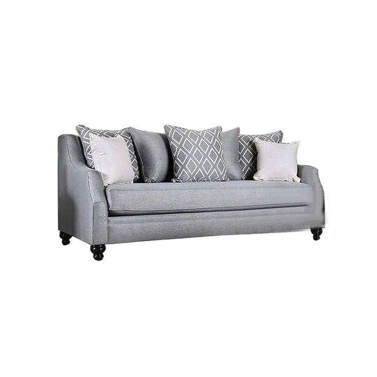 Burlap Weave Sofa with Single Cushion Seat Design in Gray