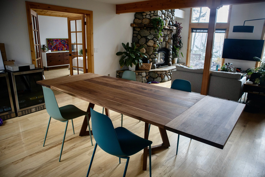 Extension Dining Table, Custom Walnut Extendable Table With 2 Leaves