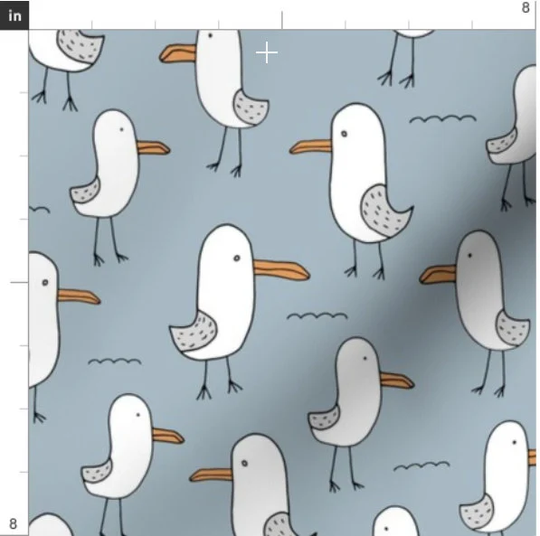 Little Baby Seagulls Fabric By The Yard | Bird Animals Birds Print To Order
