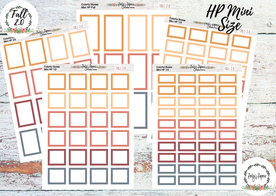 Fall 2.0 Mini Hp Vertical Colorful Planner Boxes | Functional Stickers Budget Box