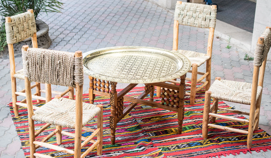 Moroccan Brass Table, Boho Coffee Table, Large Brass Tray, Furniture, Folding Table