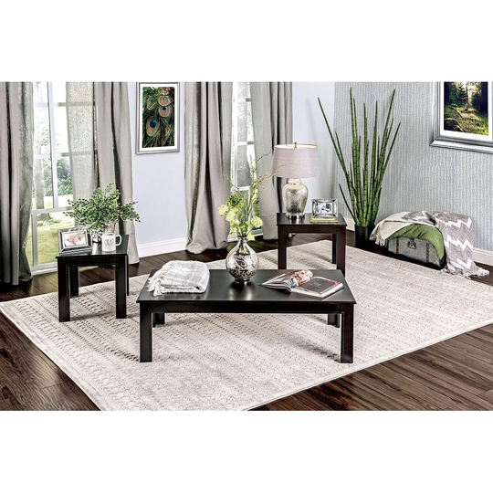 3 Piece Melamine Square Table Set in Black