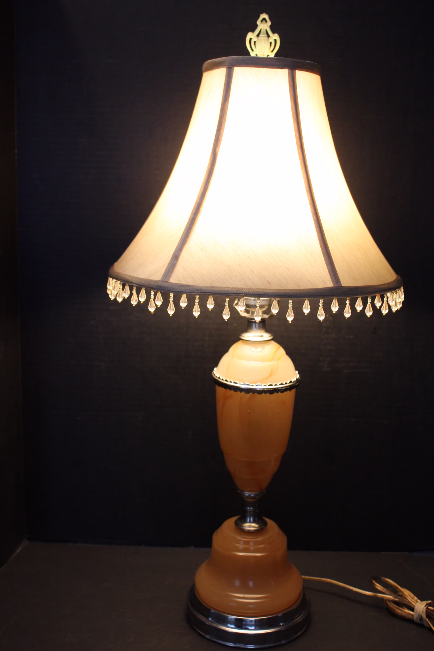 Antique 1920S Akro Agate Table Lamp Very Nice New Cord & Socket See Photos Description Free Shipping