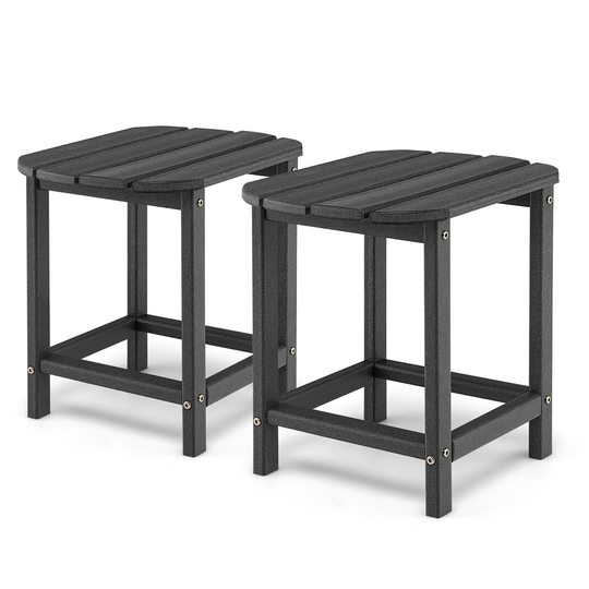 Gymax 2PCS 18'' Patio Adirondack Side Table Weather Resistant HDPE