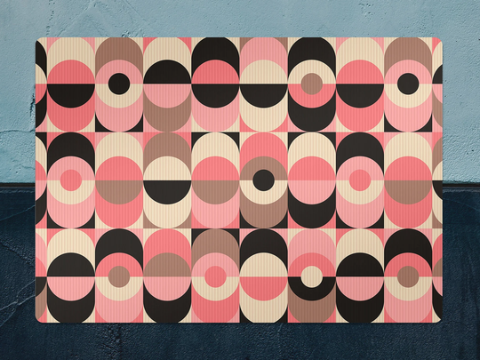 Muster Vintage Geometric Chair Mat, Pink Vinyl Floor Brown Protective Abstract Splat Office Decor, Area Rug, Gift Idea