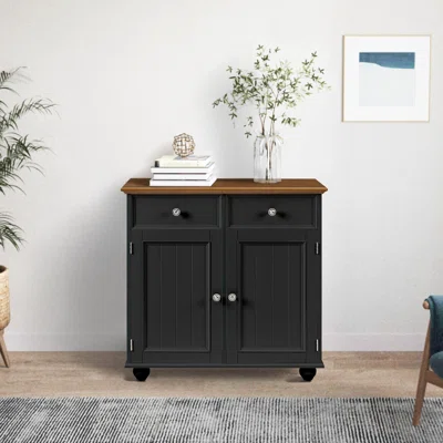 Modern Sideboard Buffet Cabinet With 2 Doors Storage Cabinets, 2 Drawers And 2 Shelves For Living Room, Kitchen, Black