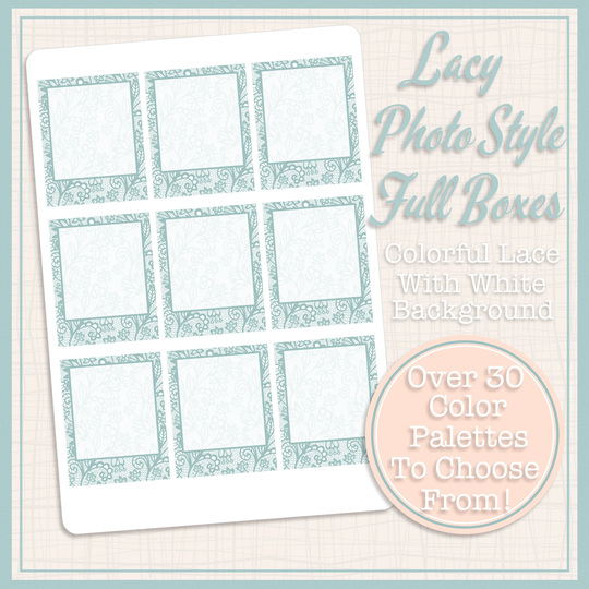 Colorful Lace | Photo Style Full Box Stickers Lacy Frame 9 Total