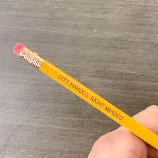 Left-Handed, Right Minded. Graphite Pencils & Mustard Yellow. Engraved For Left-Handed Writers. Back To School, Teacher Gifts