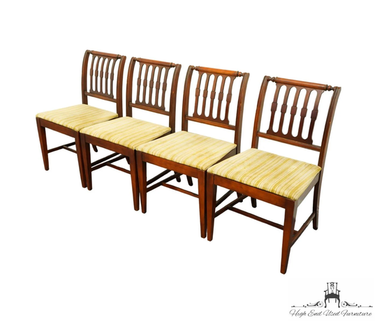 Set Of 4 Vintage Antique Solid Cherry Traditional Duncan Phyfe Style Dining Side Chairs
