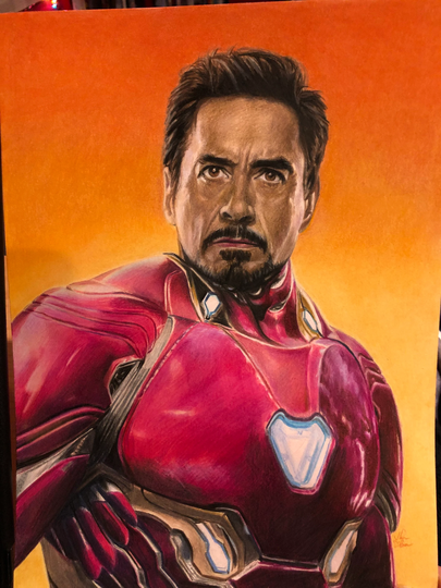 Original Colored Pencil Drawing Of Iron Man | Not A Print