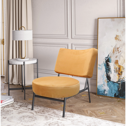 Modrest Sami Modern Orange Velvet Accent Chair
