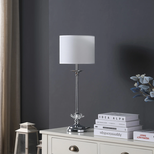 25.5 In. Buffet Crystal Floral Metal Table Lamp