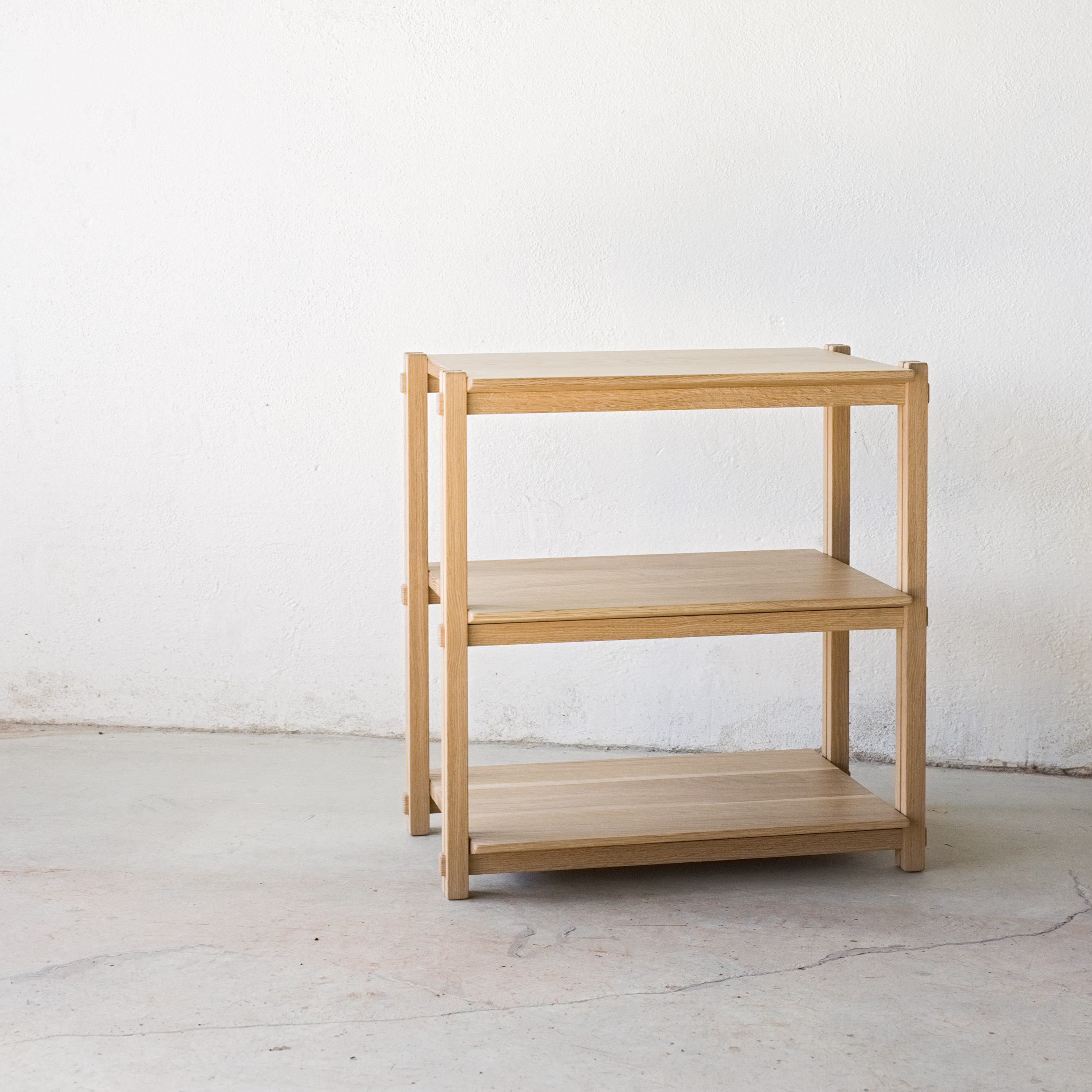 Akita End Table - White Oak Night Stand Side Bedside Modern Shelving