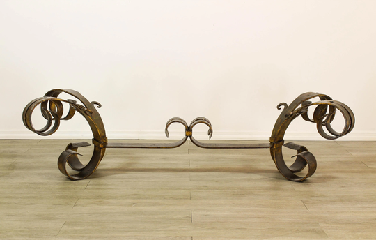 Hollywood Regency Coffee Table Base, Gold Gilt Scrolling Iron Base