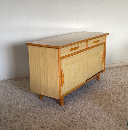 Mid Century Rattan Vintage Bamboo Bentwood Buffet/Sideboard Tiki Mcm
