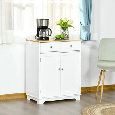 Space Saving Kitchen Sideboard With Functional Storage Cabinet With Adjustable Shelf For Kitchen/Living Room, White
