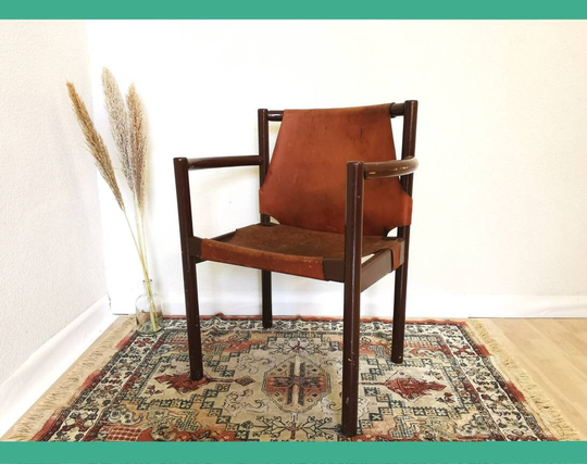 Vintage Leather Armchair/Made By Stol Kamnik in The 1960S, Yugoslavia Mid-Century Wooden Rare Chair Statement Interior Retro