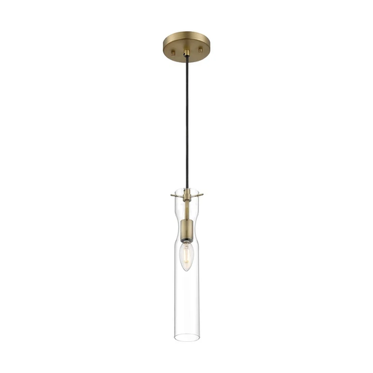 Spyglass 1-Light Mini Pendant Fixture - Vintage Brass Finish with Clear Glass - Vintage Brass - Vintage Brass