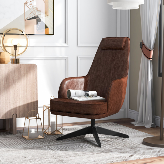 Kava Brown Faux Leather Accent Chair by Furniture of America
