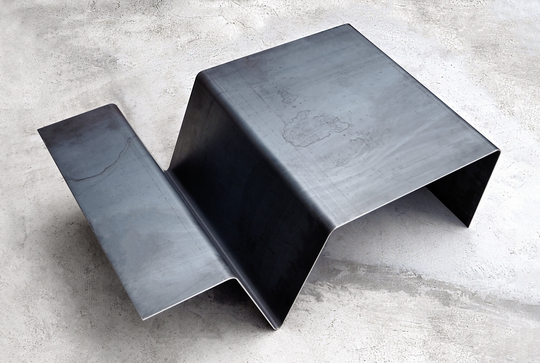 Small Modern Coffee Table With Storage. Heavy-Duty, Minimal Industrial Design Furniture. Unique Cocktail For Contemporary Living Room