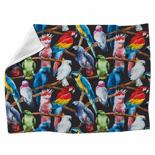 Parrot Blankets Colorful Parrots & Macaws Fleece Blanket Water Color Bird Art Bedspread Cute Pattern Throw