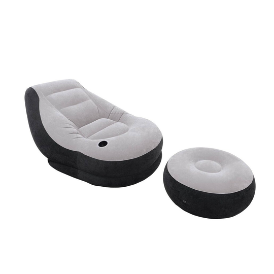 Intex Inflatable Ultra Lounge Chair With Cup Holder And Ottoman Set (3 Pack)