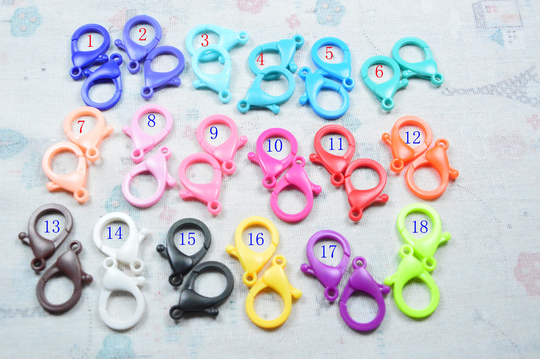 10/20/50/100 Bulk Assorted Color Large Plastic Lobster Clasps, Jewelry Link Connector Parrot Claw Clasps 25x35mm