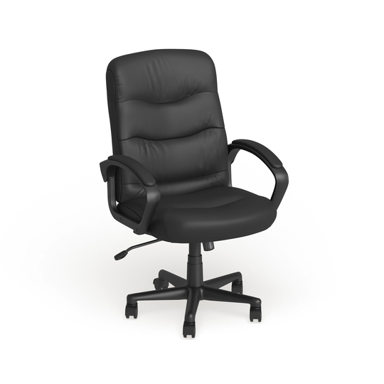 Mid-Back LeatherSoft Office Chair with Three Line Horizontal Stitch Back